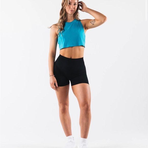 NWT ALPHALETE OT Muscle Work Out Crop Tank size SMALL Neptune blue - Picture 2 of 8